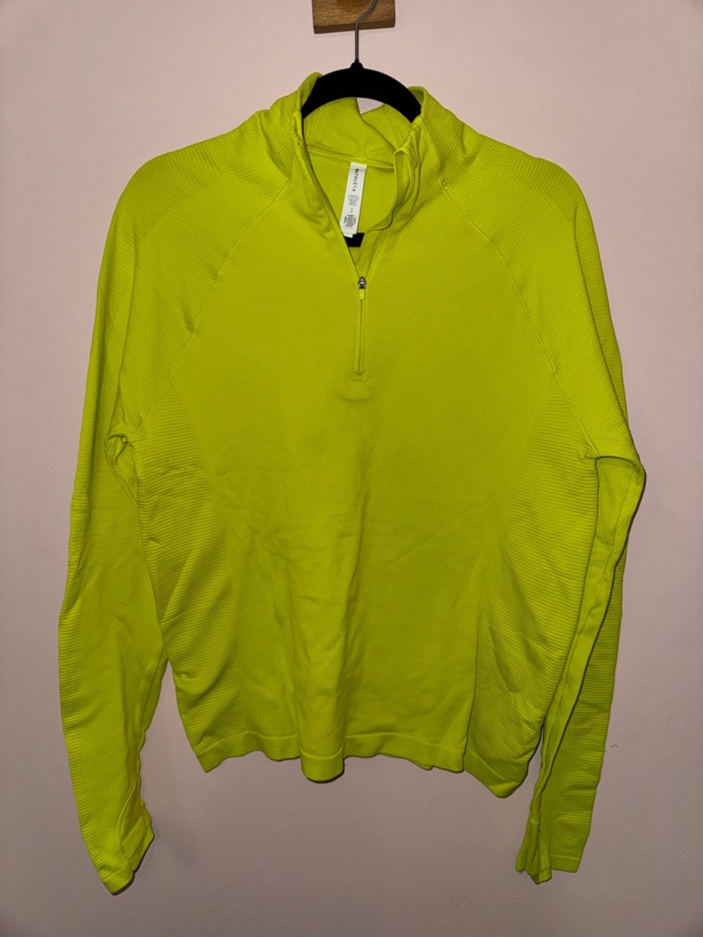 Athleta High-Visibility Neon Lime Green Half-Zip Pullover Size xl